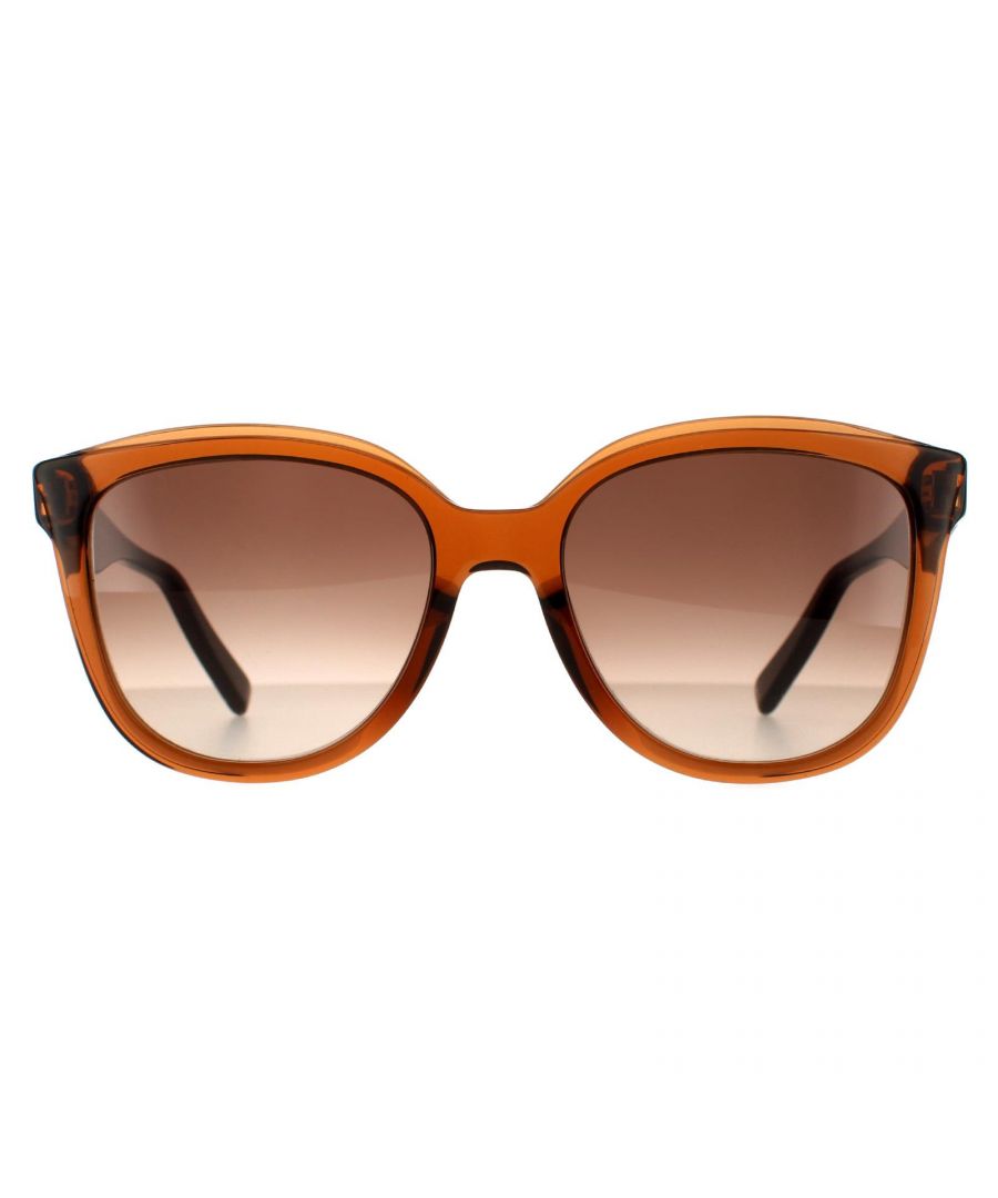 Salvatore Ferragamo Sqaure Womens Crystal Brown Brown Gradient Sunglasses SF977S are a feminine square style made from lightweight acetate. The Ferragamo branding on the temples provides brand recognition