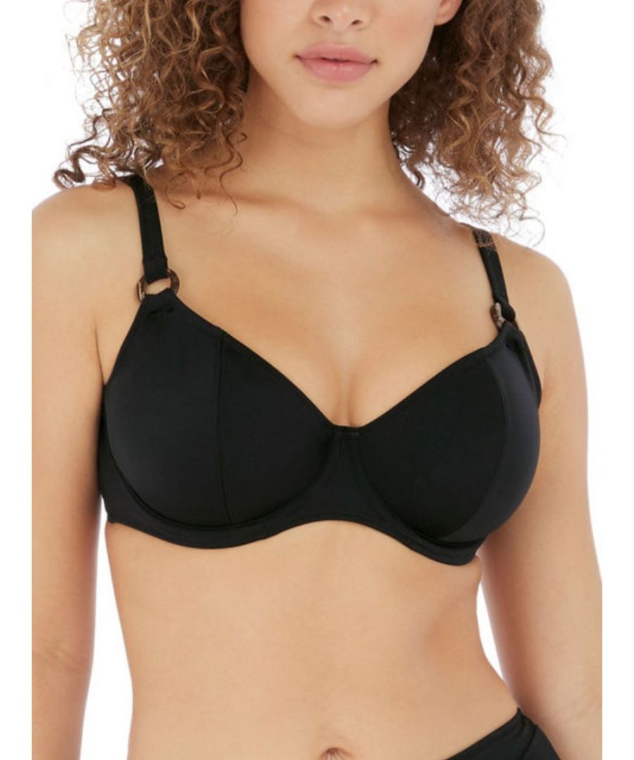 Freya Womens Coco Wave Plunge Bikini Top Black - Size 36G