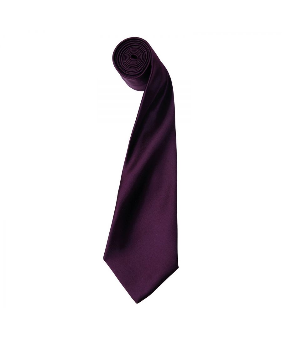 Premier Unisex Adult Colours Satin Tie (Aubergine) - Purple - One Size