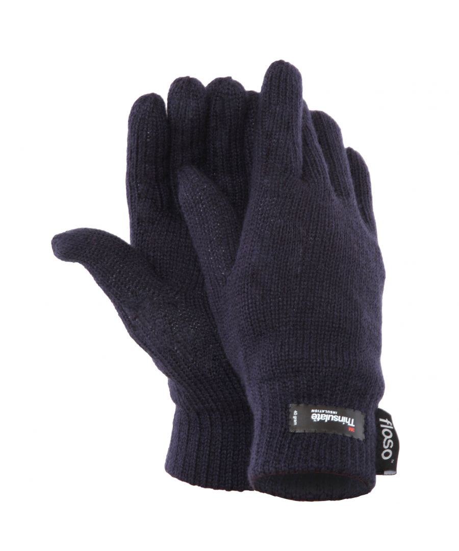 Womens thermal gloves with Thinsulate. Fibre contents for outer 100% acrylic, inner 65% polypropylene and 35% polyester.