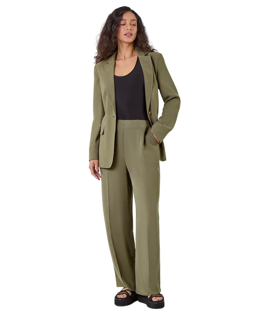 Dusk Womens Elasticated Back Tailored Trousers - Green - Size 8 UK