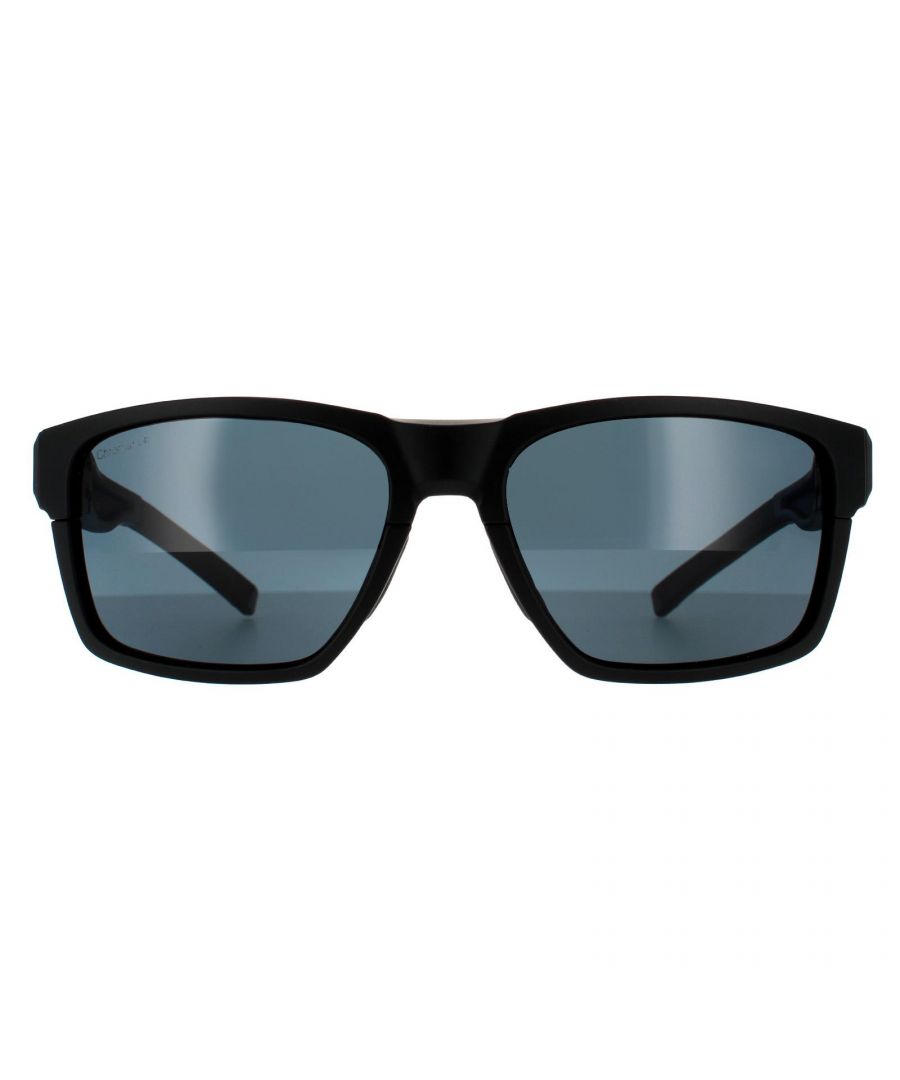 Smith Rectangle Mens Black Grey Polarized Chromapop Sunglasses Caravan MAG are a rectangle style crafted from lightweight acetate. The integrated spring hinges and thin flexible temples provide all day comfort. Smith's logo features on the temples for brand authenticity