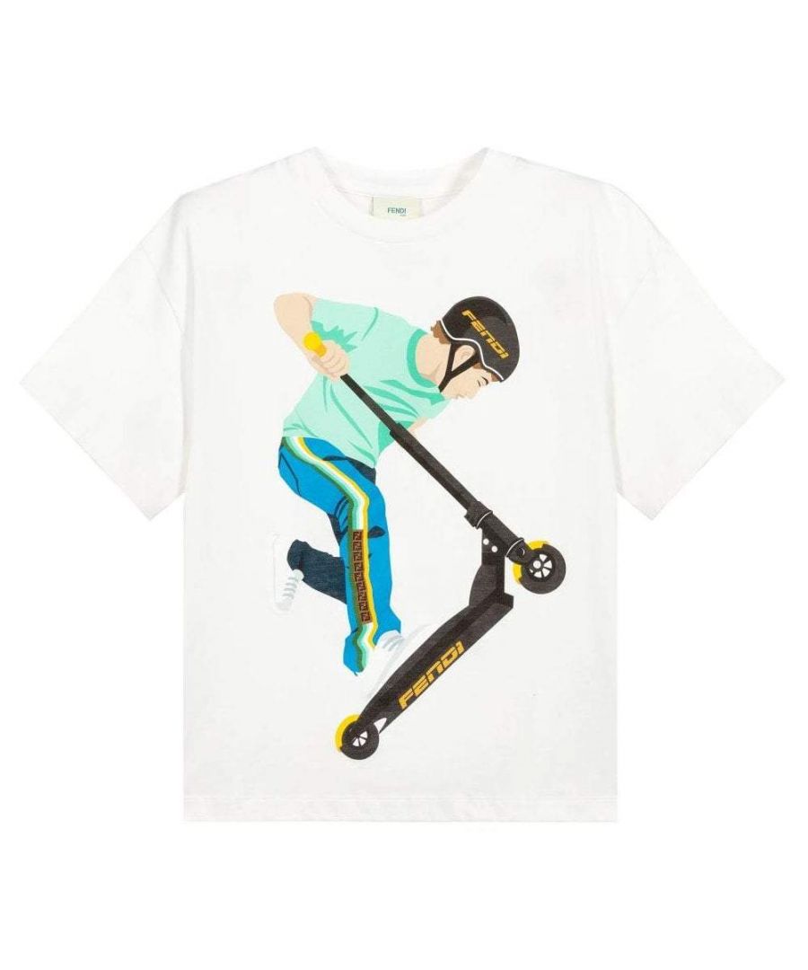 Image for Fendi Boys Skate Print T-shirt White