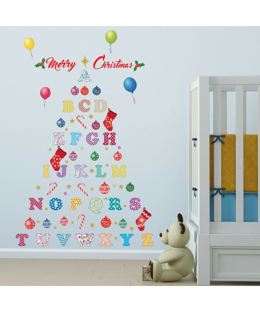 Image for Nursery Alphabet Merry Christmas Tree Christmas Wall Stickers Kids Room, nursery, children's room, boy, girl