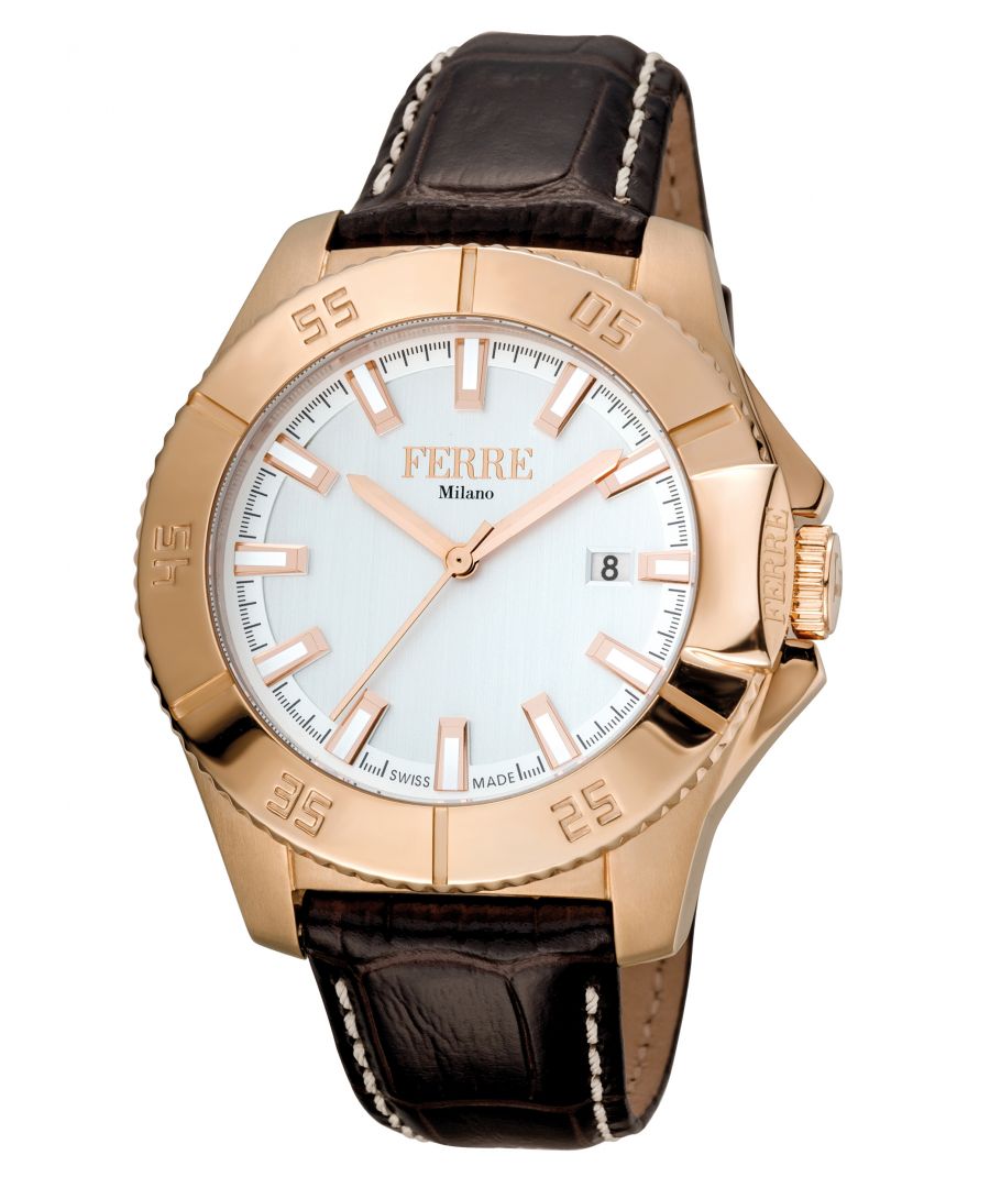 Ferre Milano  Men's Chocolate Dial Calfskin Leather Watch