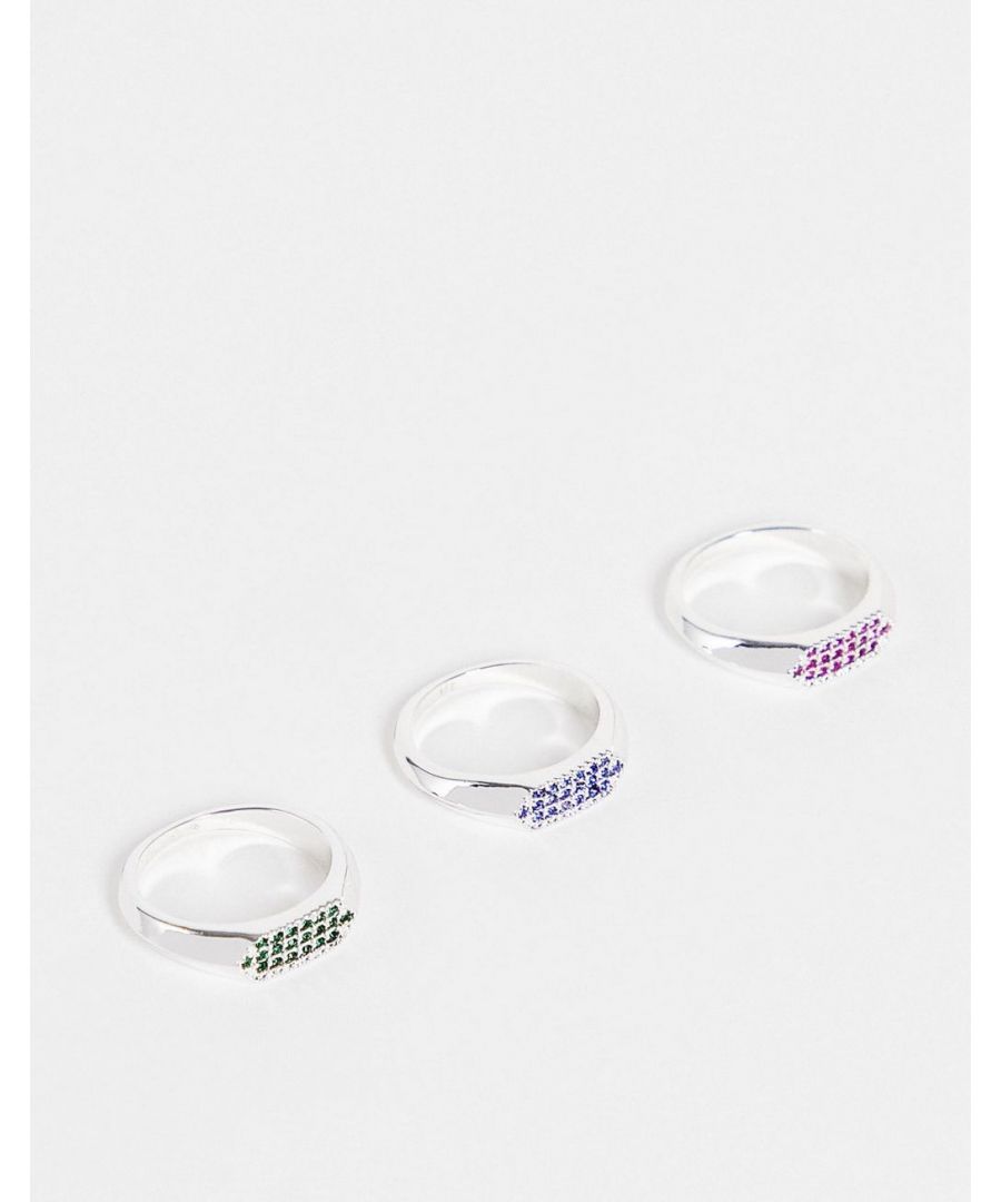 Ring multipack by Topshop It's the little things Pack of three Diamante embellishment Tapered band Smooth finish Sold by Asos