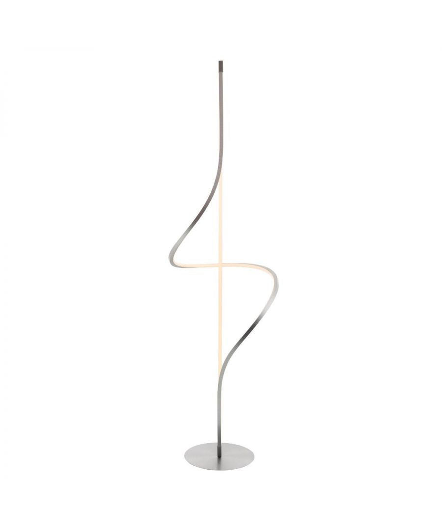 Quirky LED Satin Nickel Floor Lamp Height: 137 cm  Diameter: 37 cm  Max Wattage: 30W  Colour Temp: 3000K (Warm White)  Lumens: 2100  Dimmable: No  Integrated LED This stunning LED floor lamp is a completely unique take on a traditional floor lamp. The Bower floor lamp gives off a warm glow when lit, illuminating a verticle bar through the centre and a twisted strip. This gorgeous satin nickel fitting sits perfectly into any room boasting a contemporary design, accentuating any metal features in the household. Place the Bower floor lamp in the living room, dining room or hallway for an amazing, eye-catching piece.