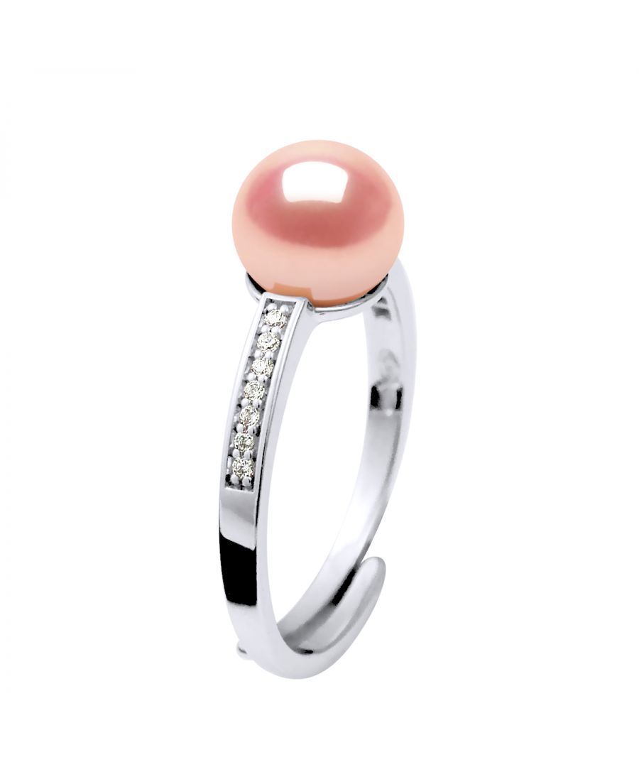 Ring Rush Echte zoetwaterparels 7-8 mm - Quality AAAA + - COLORI NATURAL ROSE - effenen zirkoonoxide - Verstelbare vanaf maat 48 Grootte 62-925 duizendste rhodium - 2 jaar garantie op fabricagefouten - Geleverd in zijn geval een certificaat authenticiteit en een Internationale Garantie - Al onze juwelen zijn gemaakt in Frankrijk.
