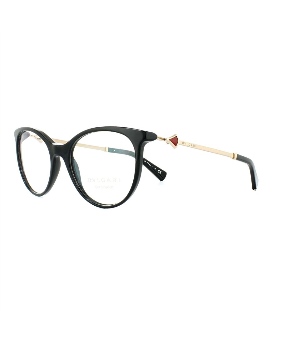 Bvlgari 4149kb 5195 glasses have a black gold red frame and are made of metal and plastic. They have a round shape and are designed for women.