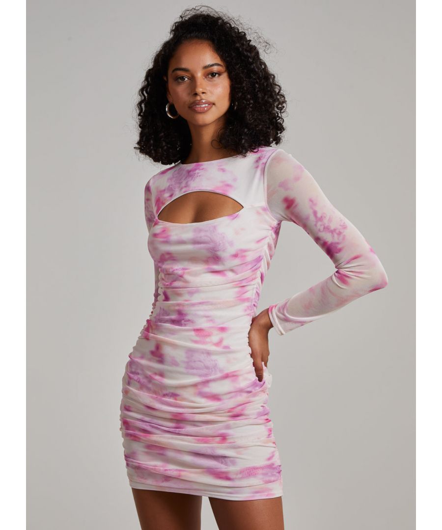Pink Vanilla Women's Watercolour Letterbox Long Sleeve Dress|Size: 8|pink
