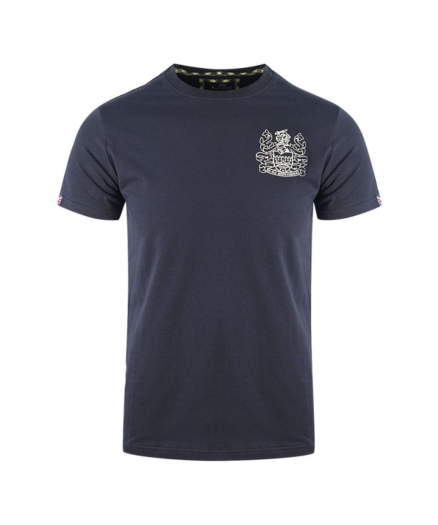 Aquascutum marineblauw T-shirt met Aldis-logo op de borst