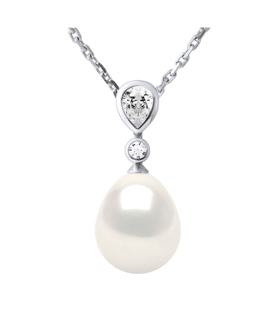 Image for DROP Necklace Freshwater Pearl Jewelry 9-10mm White 925