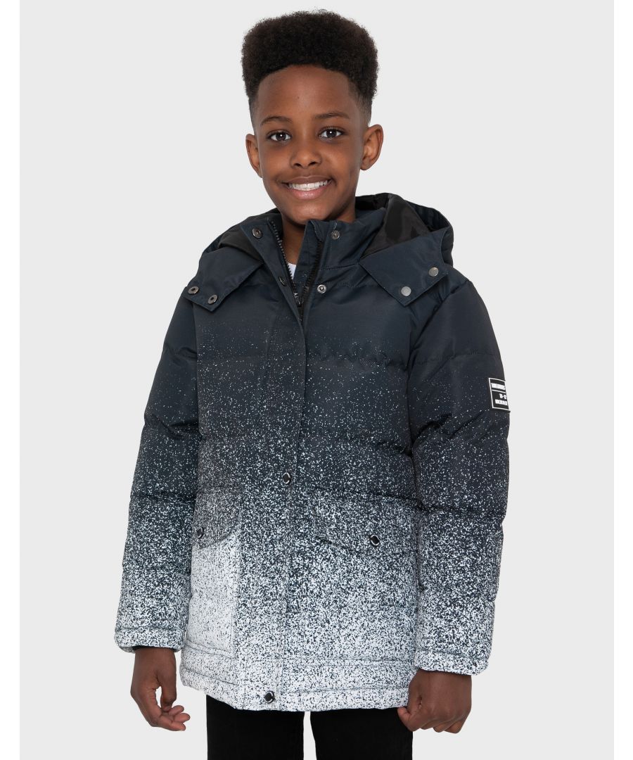 This hooded, padded jacket from Threadboys features two popper fastening front pockets and a storm guard concealing the zip fastening. It has a branded badge on the sleeve and elasticated hem and cuffs. The perfect addition to keep warm and dry this back to school season. Other styles available.