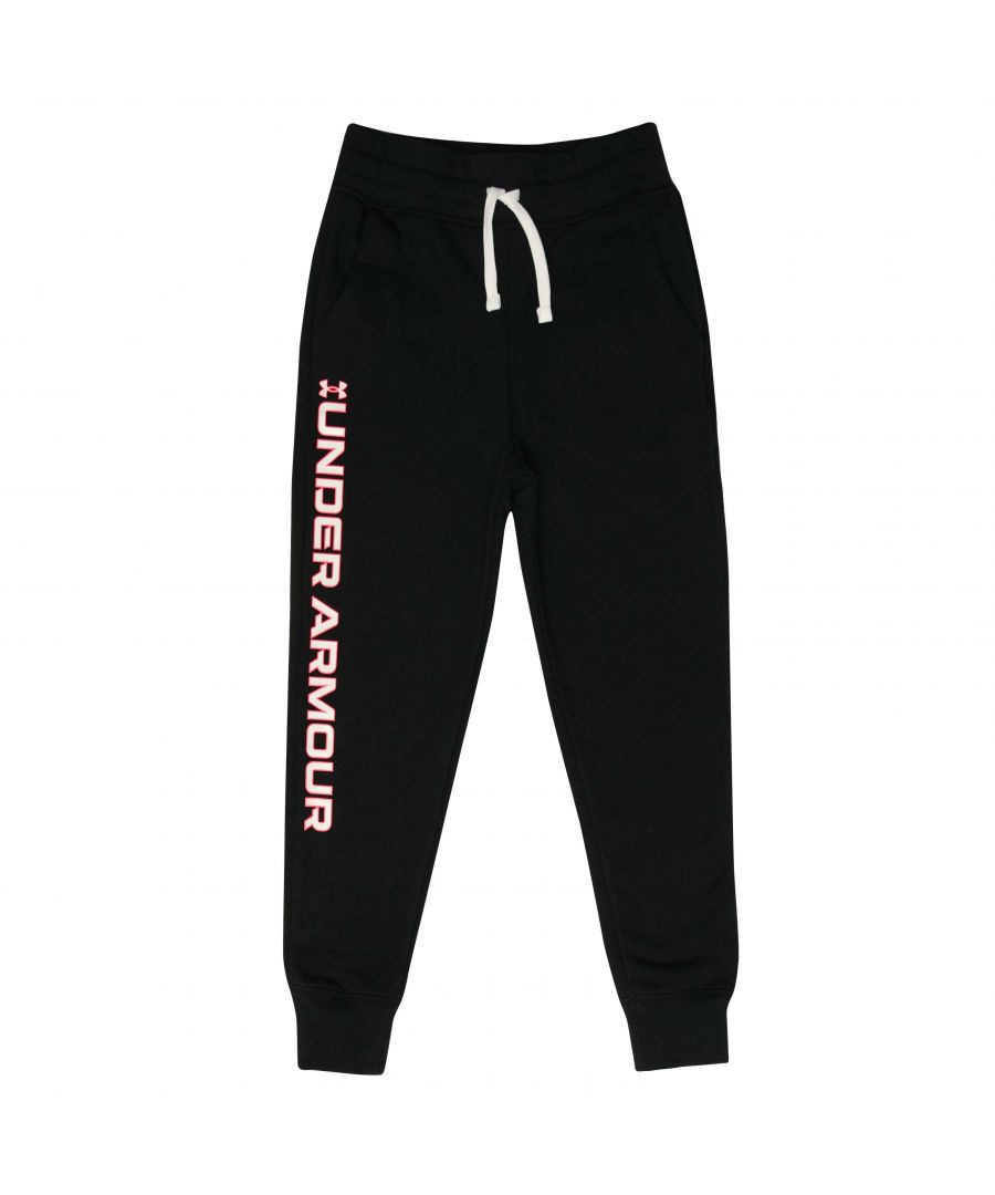 Under Armour Girls Girl's Rival Fleece Jog Pants in Black Cotton - Size 7-8Y