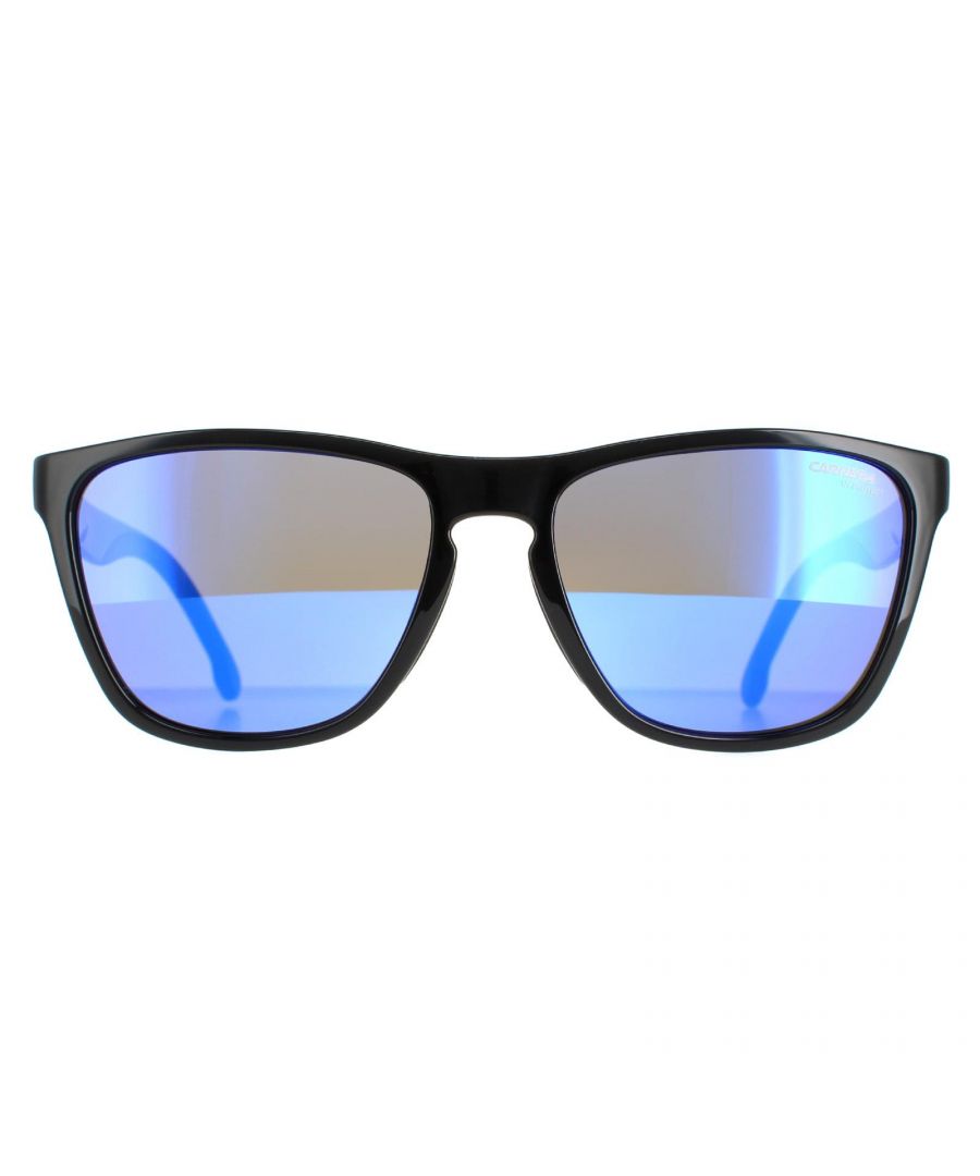 Carrera Square Unisex Black Blue Mirror 8058/S - One Size