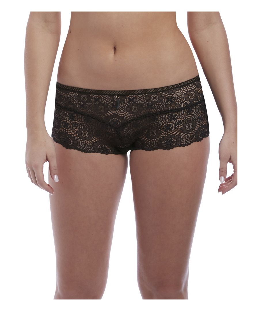 Freya Expression Short Brief. With no VPL, galloon lace and decorative elastic. Product is made of 84% Nylon/Polyamide, 16% Elastane and is hand-wash only.