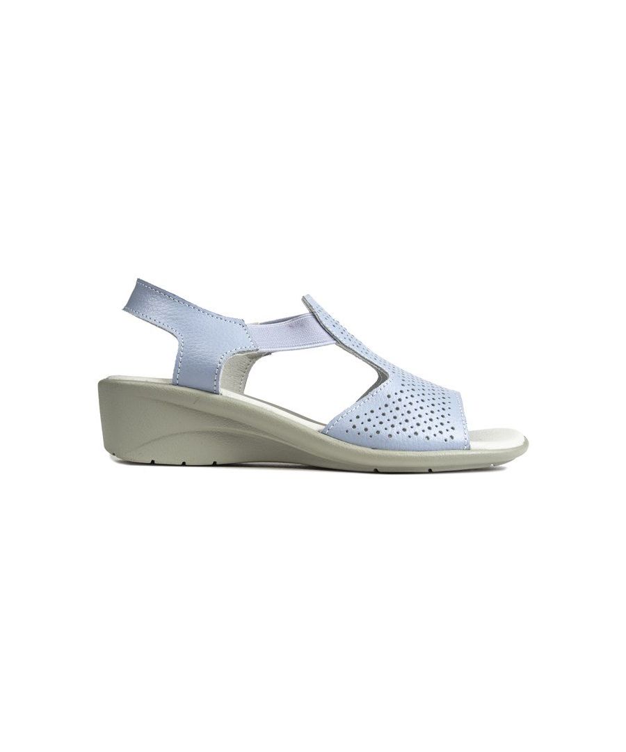Walk With Style And Ease In The Karen Sandals From Solesister. Designed With A Full Perforated Upper Detail, Soft Padded Footbed And Elastic Straps - These Blue Wedges Will Add An Instant Pop Of Colour To Any Look.