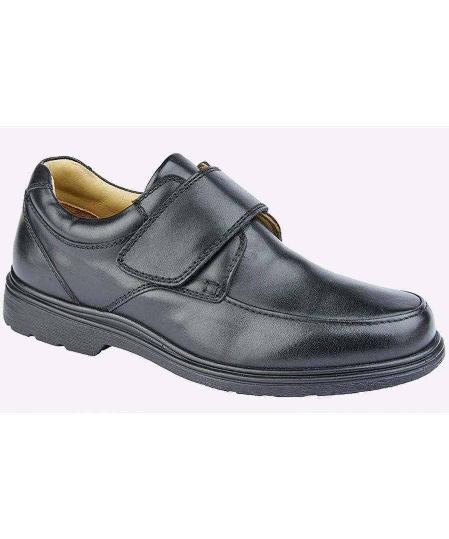 Roamers Union Leather Shoes Mens Wide Fit - Black - Size UK 13