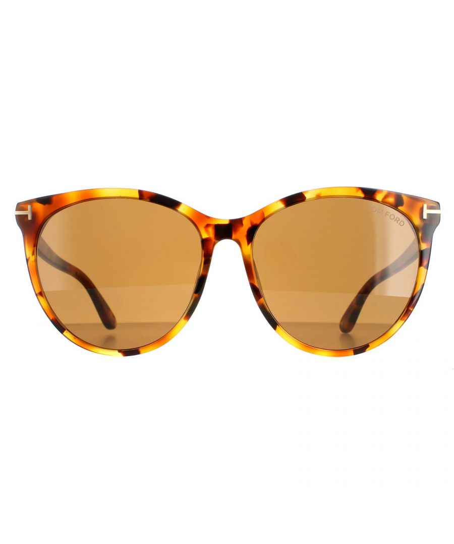 Tom Ford Round Womens Havana Blonde  Brown Maxim FT0787  Sunglasses are a round shape style crafted from lightweight acetate. The slender temples feature Tom Ford's signature 
