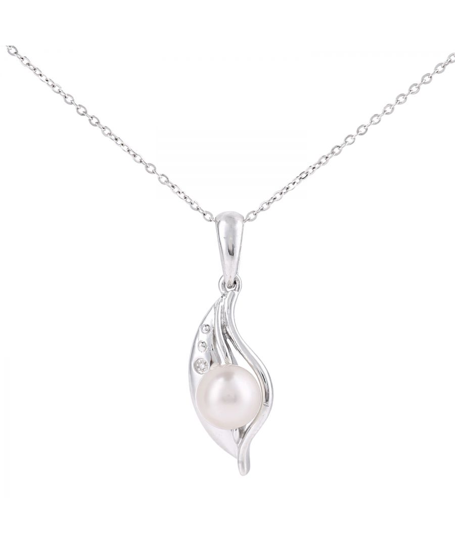 Image for 9ct White Gold, 0.01ct Diamond with White Cultured pearl Pendant