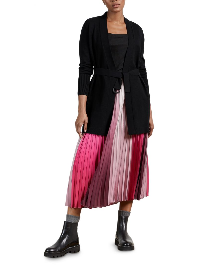 Pleated Striped Midi Skirt
