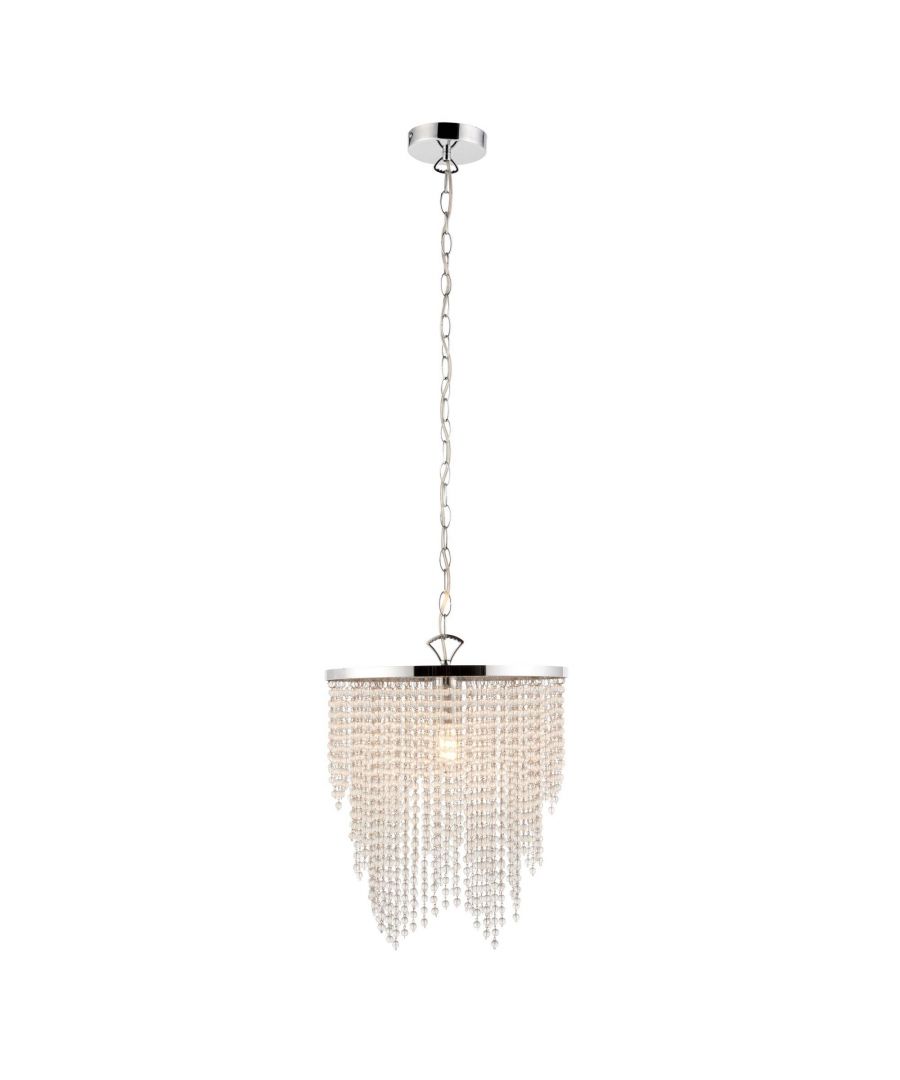 Image for Rain 1 Light Polished Chrome Pendant Ceiling Light with Clear Glass Droplets