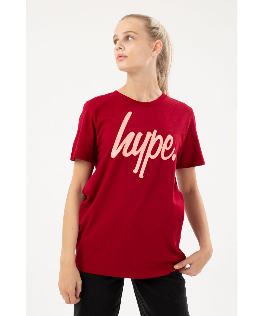 Image for Hype Maroon & Pink Script Kids T-Shirt