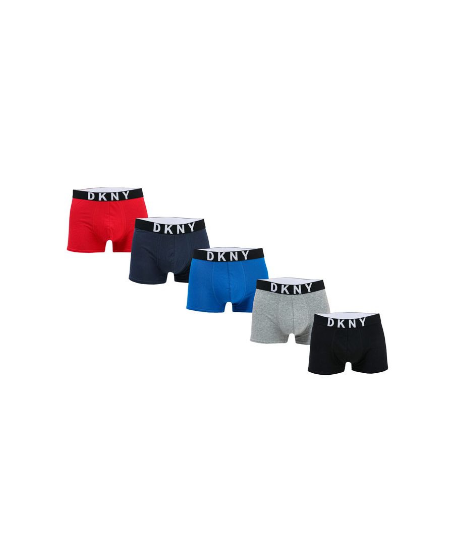 Mens DKNY Walpi 5 Pack Boxer Shorts in multi color.- DKNY signature elastic waistband.- Double layer pouch.- 5 pack.- Stretch cotton comfort fabric.- 95% Cotton  5% Elastane. Machine washable.- Ref: U56605We regret that underwear is non-returnable due to hygiene reasons.