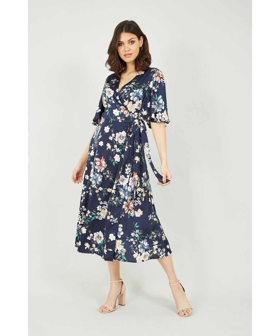 Time to show off those legs this Summer—our latest collection of dresses includes all this season’s must-have pieces. Make a bold statement with our Navy Cluster Floral Satin Wrap Dress. WOW in this dress, whatever the occasion. We’re talking flirty florals and elegant wrap style. Wear in a pair of stylish stiletto heels. Dressing up, or down has never been so easy.