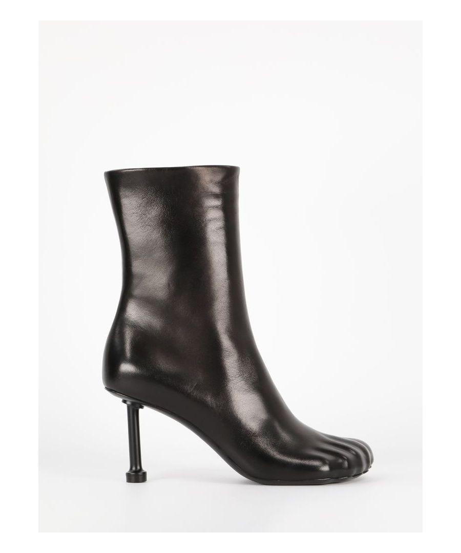 Fetish 80mm booties in soft black sheepskin with five finger shape at toe, side zip fastening and thin heel. Heel height: 8cm  