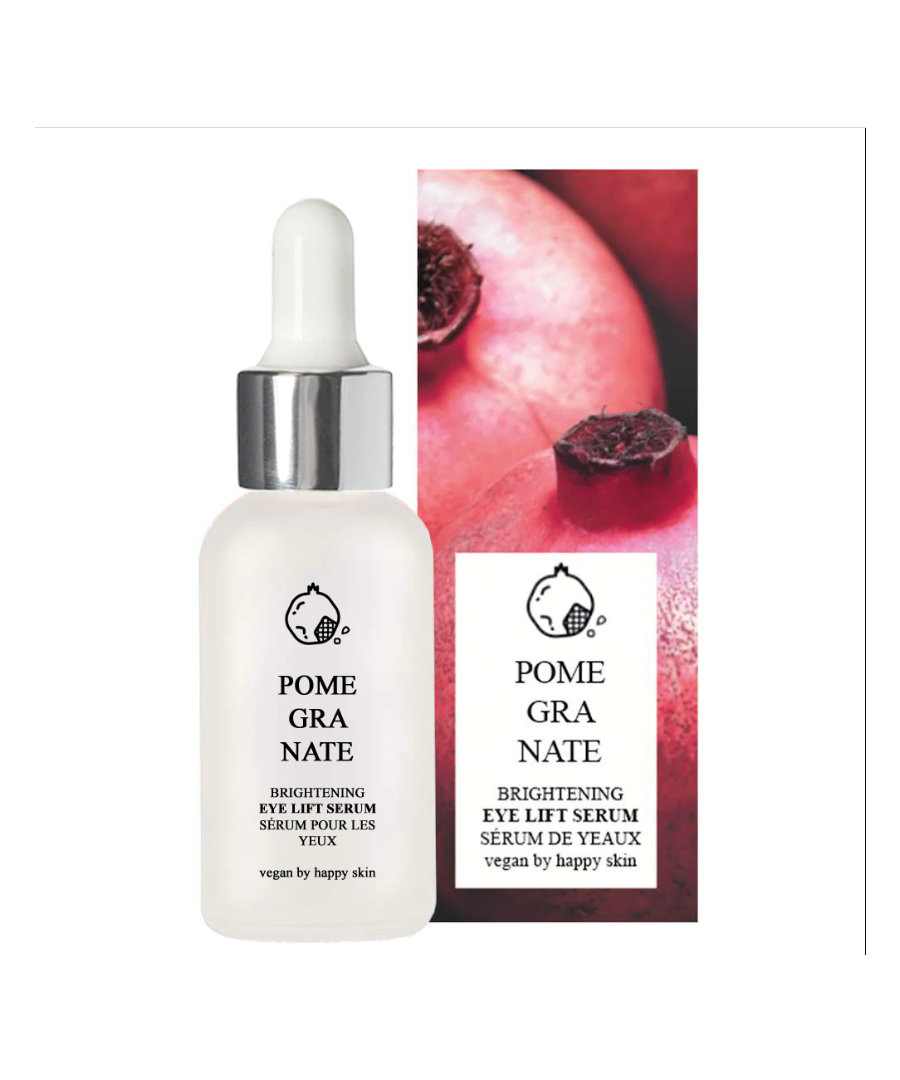 Anti-ageing eye serum for dark under eyes\nAims to smoothen and hydrate under eys\nAims to brighten dark circles and pigmentation\nLight-weight serum-oil \nFull of natural anti-oxidants and fruit extracts \nContains Pineapple extract and pomegranate extract\n98% natural ingredients\n\nLight-weight serum-oil that sinks into the skin quickly. Aims to brighten dark under eyes and smoothen the eye area with natural extracts. Lighter under eyes will make your face look lifted and youthfully awake.