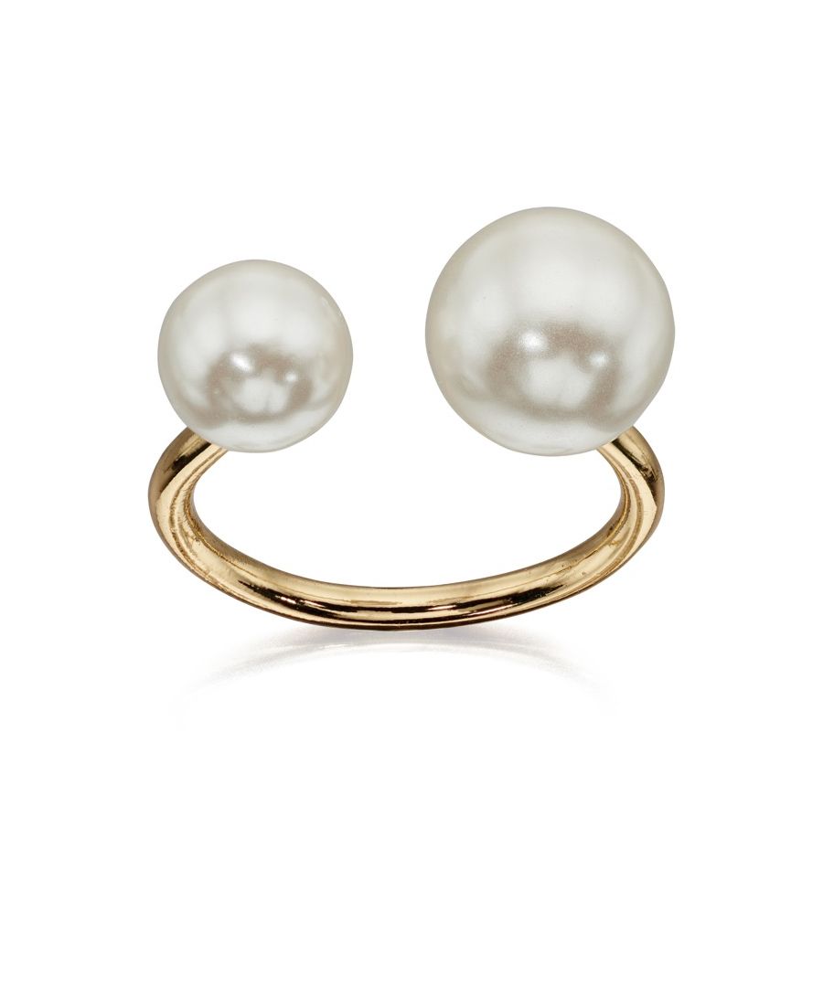 Image for Fiorelli Fashion Gold Plated Glass Pearl Open Ring
