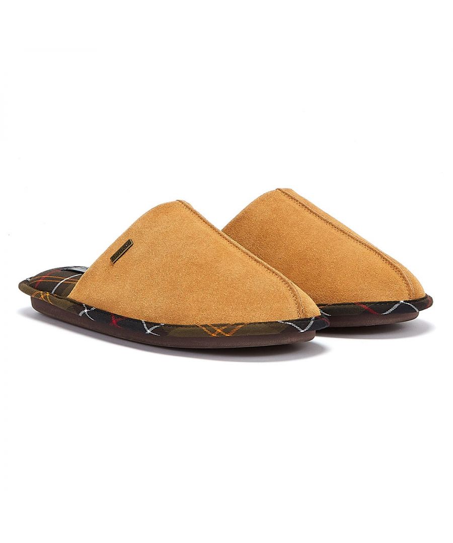 Treat your feet to maximum comfort with these Foley classic mule slippers from Barbour. Easy to slip on, these camel slippers feature a suede upper and polyester tartan lining for that premium comfort and stylish. Finished with rubber branding sole adds grip for indoor wear complete with metal Barbour branded trim.