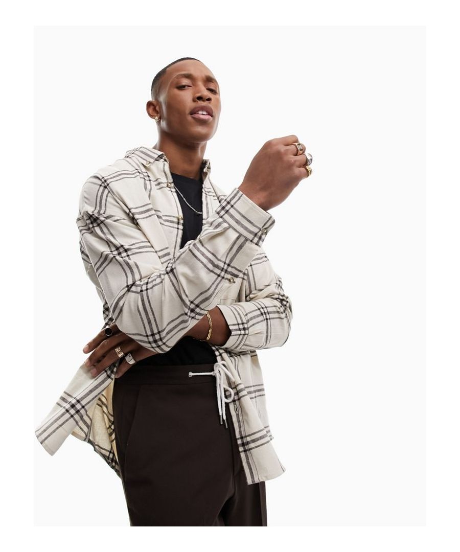 Shirts by ASOS DESIGN Wear me anywhere Check design Button-down collar Button placket Chest pocket Oversized fit Sold by Asos