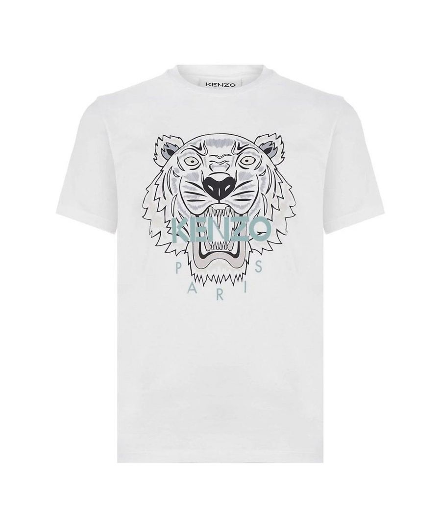 With its classic lines, iconic KENZO Tiger print and plain back, this piece a must-have for any masculine wardrobe.\nOrganic cotton classic T-shirt. Short-sleeved T-shirt. Round neck. 3D print Tiger on front.