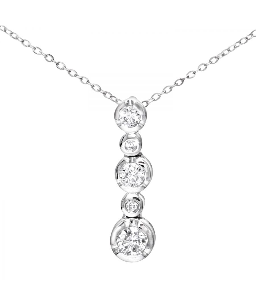 Image for 9ct White Gold 0.25ct 5-Stone Diamond Pendant and Chain of 46cm