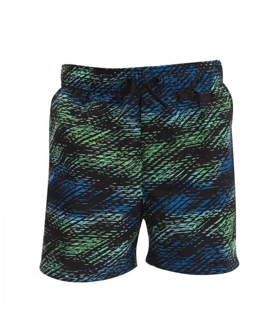 Speedo Mens inchPrinted 13 inch Swimshort in black blue - Size Small