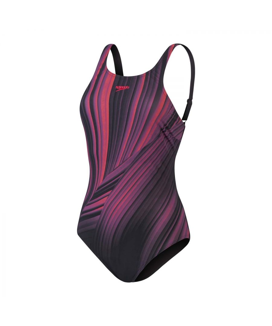 Speedo Womenss Shaping Enlace Printed Swimsuit in Purple - Size 16 UK