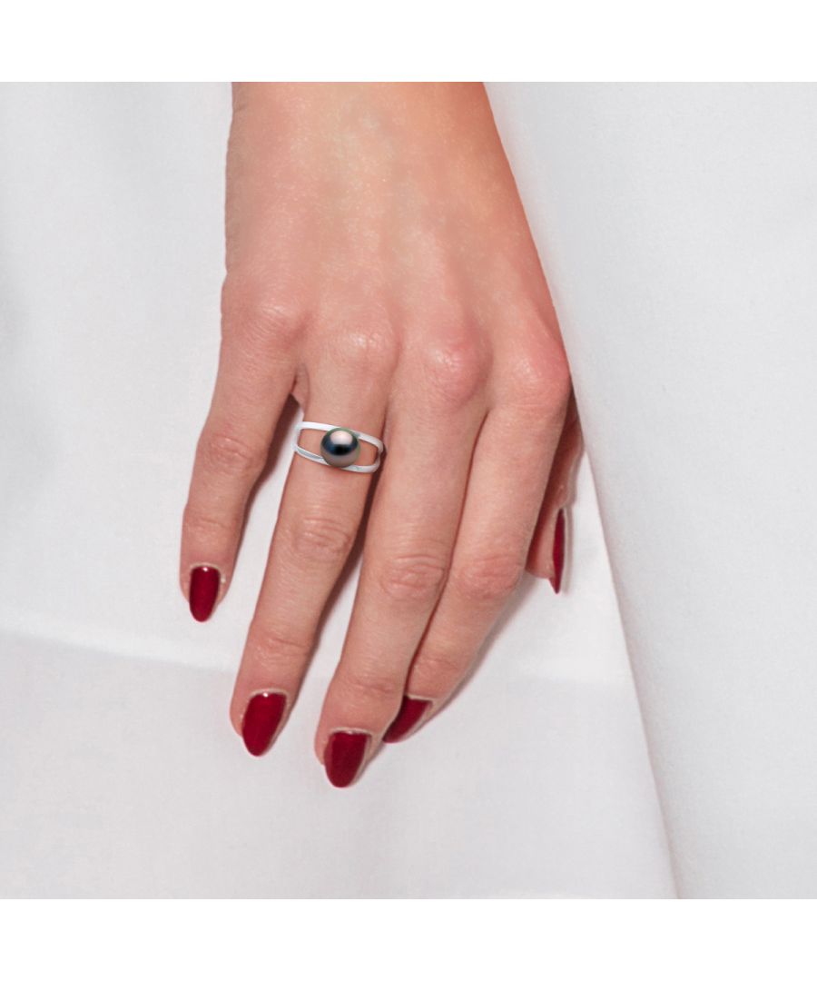 Diadema Womens - Ring - Tahitian Pearl - Natural Silver - Size T Diadema Womens - Ring - Tahitian Pearl - Natural Silver - Size T