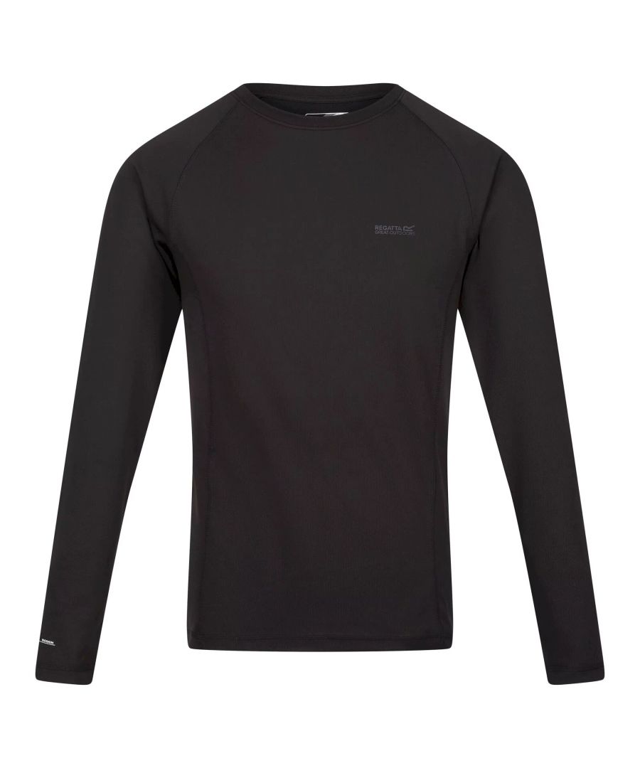 100% Polyester. Fabric: Bamboo Yarn, Soft Touch. Design: Logo. Neckline: Crew Neck. Sleeve-Type: Long-Sleeved. Fabric Technology: Moisture Wicking, Odour Control.