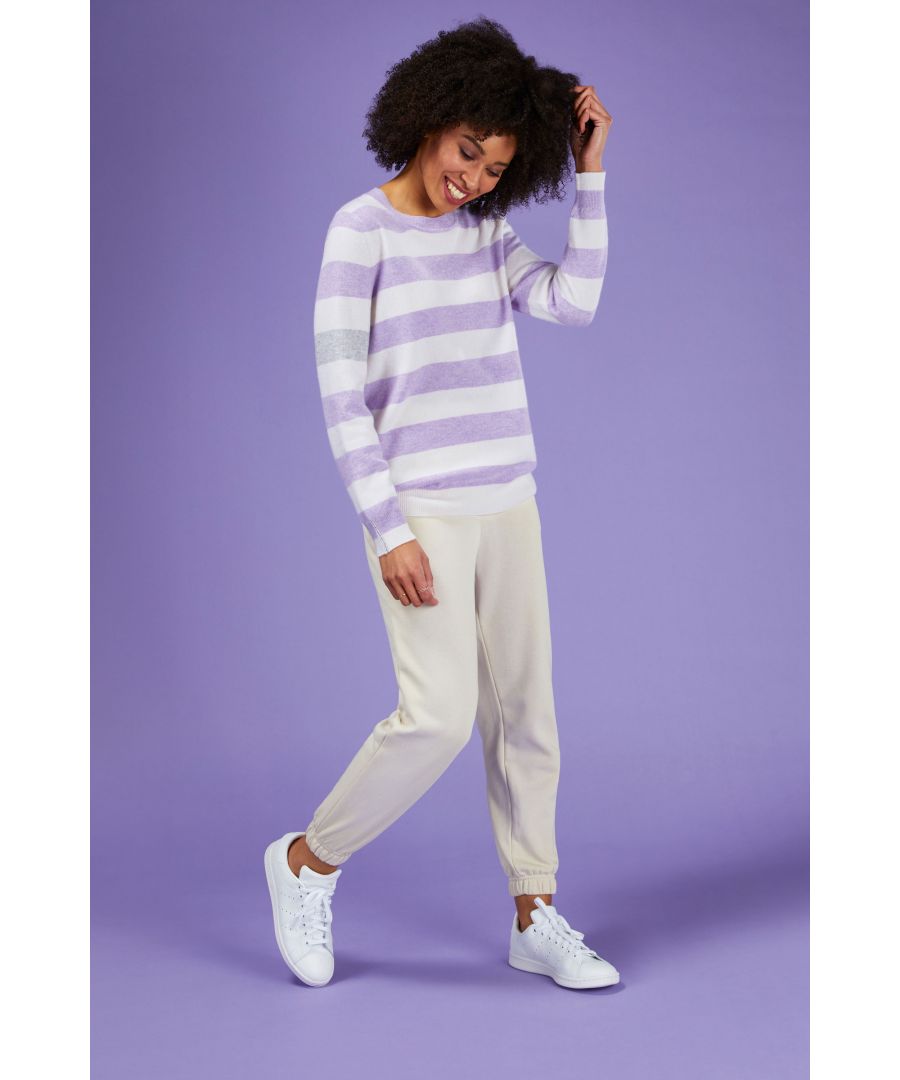 Image for Cashmere Relaxed Crew Neck Sweater in Parma Stripe