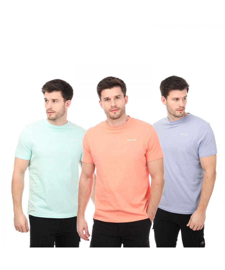 NICCE Mens Sanderson 3 Pack T-Shirts in Multi colour - Multicolour Cotton - Size Small