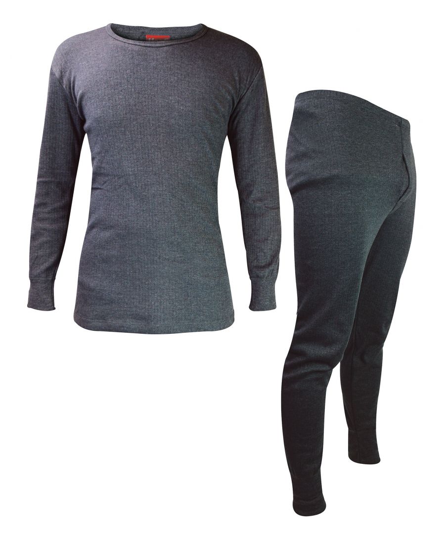 Heat Holders - Mens Long Sleeve Thermal Top & Long Johns SetThis Heat Holders set of thermal underwear is the perfect set for layering as of its easily fitting design for under your clothes for a smooth slim fitting thermal base layer for the colder days where one layer isn’t enough!This thermal underwear set has a TOG rating of 0.39 adding that crucial extra layer of warmth. The higher the TOG the better the garment will keep you warm. They also have Heat Holders Thermal construction which holds more warm air close to the skin keeping you warmer for longer.The base layer is made of a lovely soft modal fabric which helps to add that extra bit of warmth and makes it extremely soft for added comfort to the garment. This top part of the set has a seamless body helping to reduce the risk of irritation – meaning all day comfort while being worn.The technical construction of this thermal underwear along with its supportive fit have been designed so that it effortlessly shapes and works with your body’s natural contours providing the best fit possible – making it hardly noticeable under your clothing. The thermal underwear set includes a long sleeve thermal top, pair of long johns and comes in 2 colours: Charcoal or White. Available in 4 size options: Medium, Large, X-Large & XX-Large. They are made from: 53% Polyester, 47% Cotton and they are Machine Washable.Extra Product DetailsHeat Holders Men’s Thermal Underwear SetLong Sleeve Top & Long JohnsSmooth & Slim FittingThermal TOG Rating: 0.39Soft & Seamless BodyAvailable In Charcoal Or WhiteHeat Holders Thermal ConstructionHardly Noticeable Under Your ClothingPerfect For Winter4 Size Options: M, L, XL & XXLMachine Washable