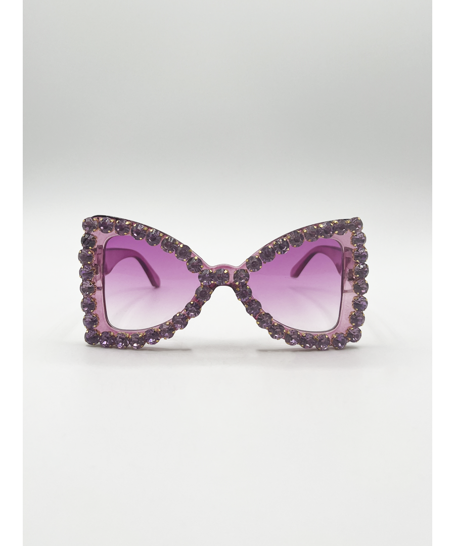 Svnx Womens Oversized Triangular Crystal Gem Sunglasses In Purple - One Size