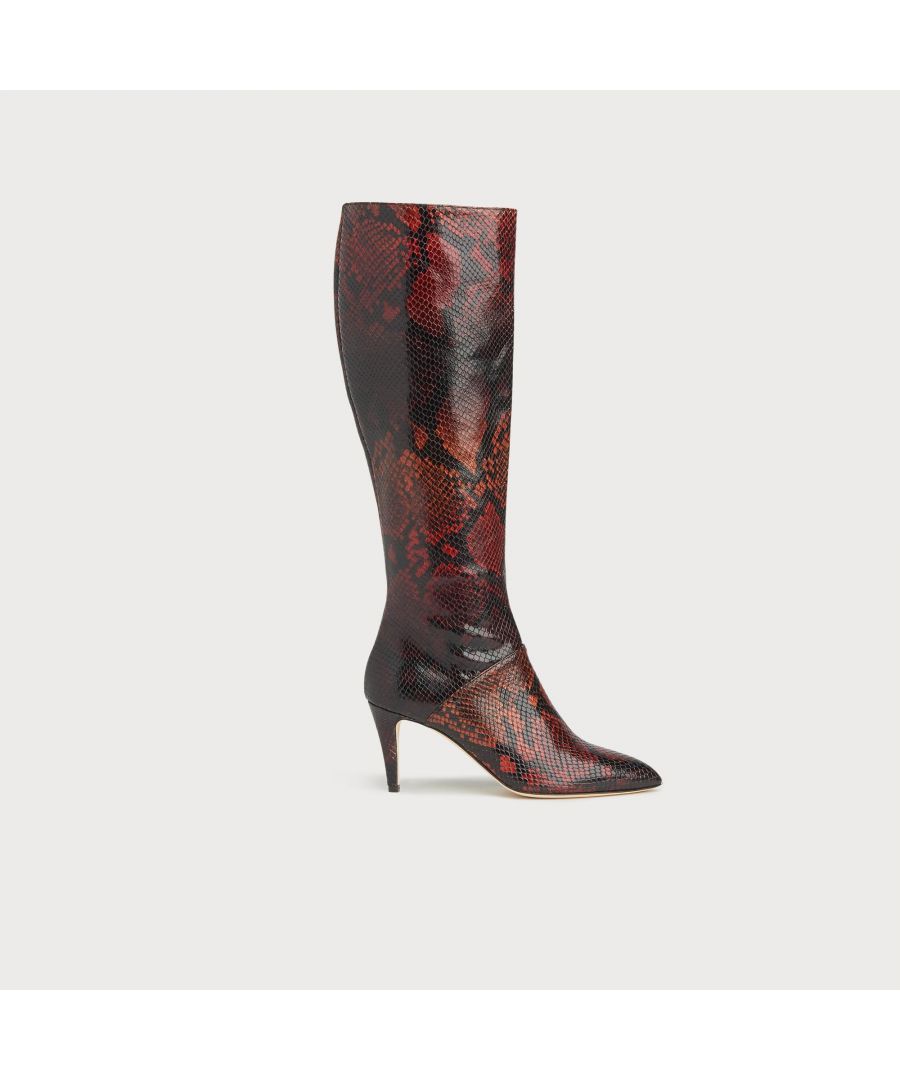 LK Bennett Womens Gini knee boots, Merlot - Wine Leather - Size UK 5