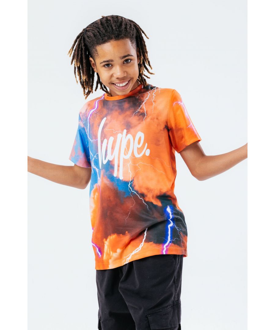 Image for Hype Orange Lightning Kids T-Shirt