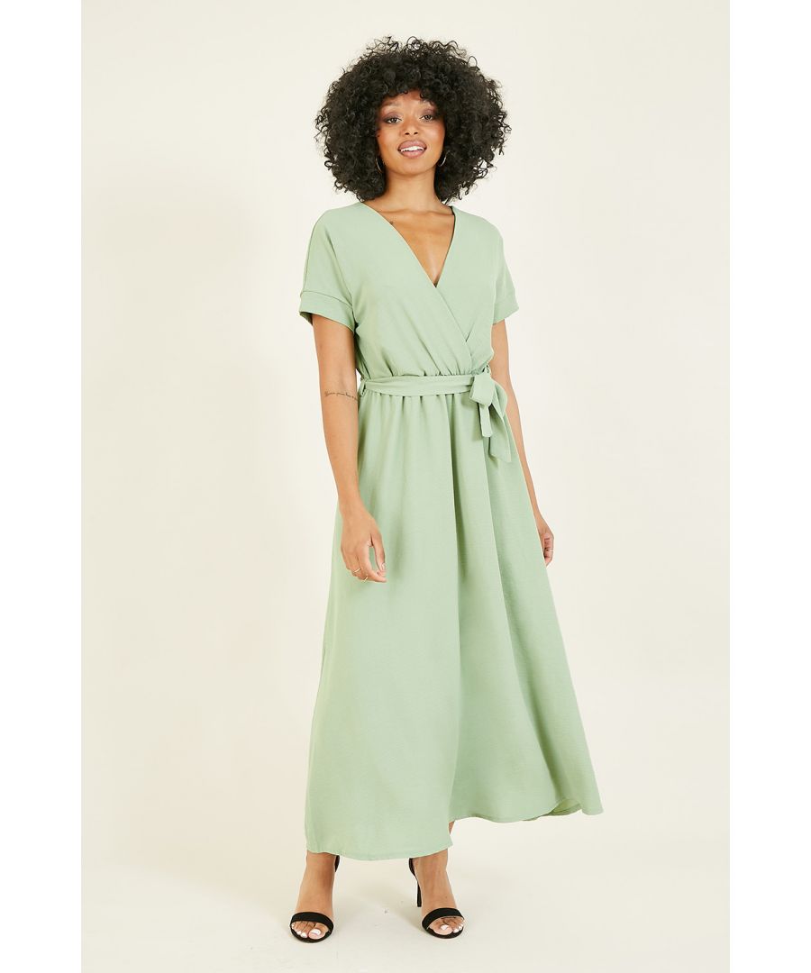 Image for Mela Sage Green Wrap Front Maxi Dress