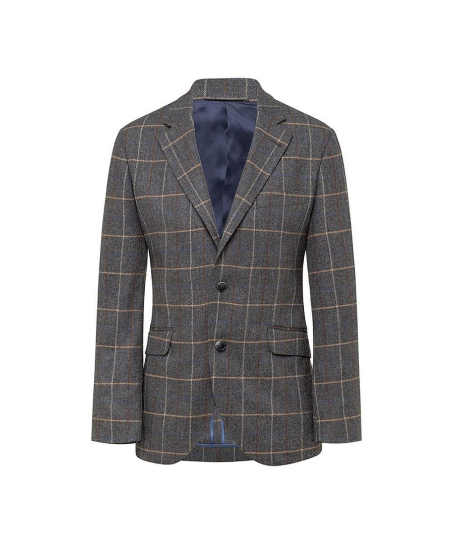 Image for Men's Hackett, Herringbone Tattershall Check Jacket in Grey Multicolour