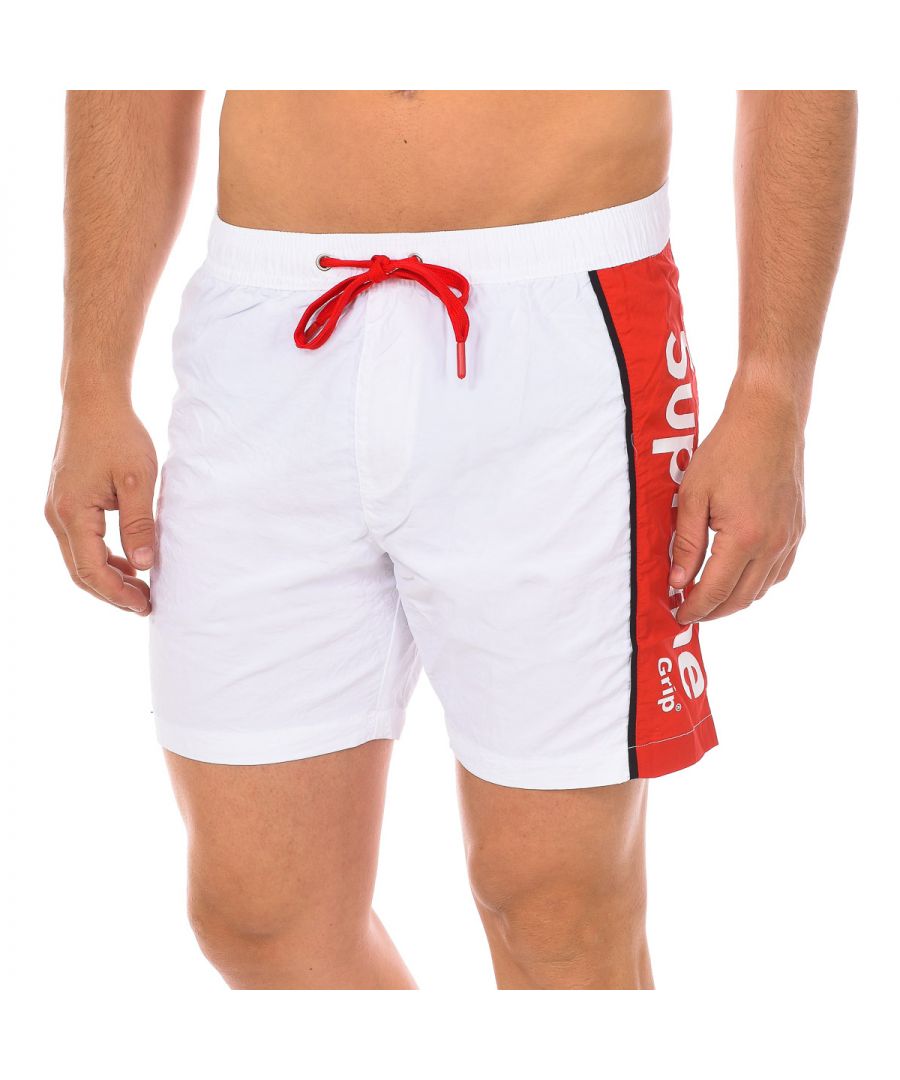 Supreme Mens mid-length boxer swimsuit CM-30056-BP - White Polyamide - Size Small