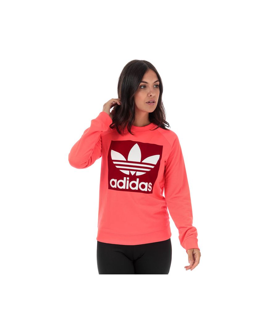 Image for Women's adidas Originals Trefoil Crew Sweatshirt in Coral